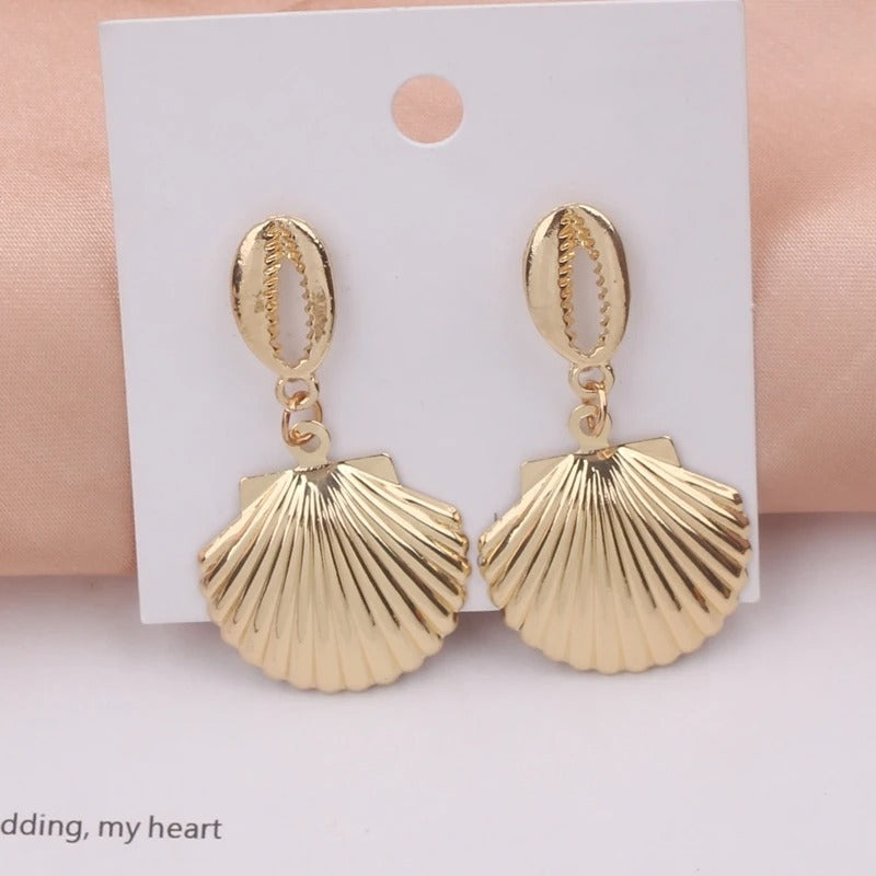 Natural Shell Conch Drop Earrings For Women Beach Small Gold Color Wedding Jewelry Gift