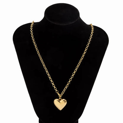Vintage Big Peach Heart Pendant Adjustable Necklace Women's 2025 Simple Long Style Tassel Gold Metal Girl Fashion Jewelry