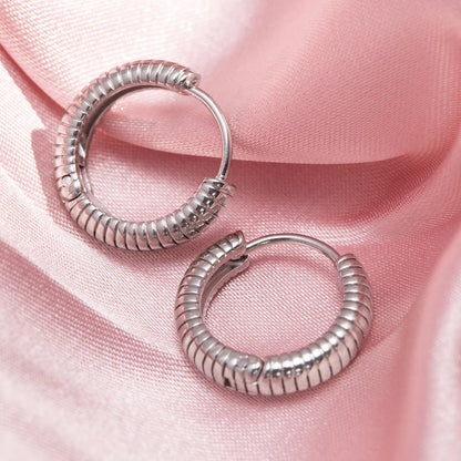 Gold Plated Stainless Steel Hoop Earrings Unisex Minimalist Jewelry
