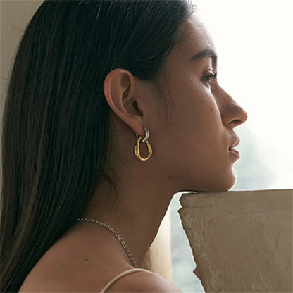 Contrast Color Splicing Earrings Simple Irregular Alloy Drop Earring For Women Fashion Jewelry Women’s Gift Accessories