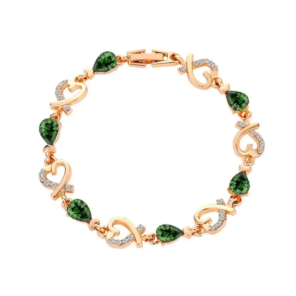 New 5 Colors Beautiful Colorful Austrian Crystal Heart Chain Bracelet For Women Fashion Jewelry Gifts 2025