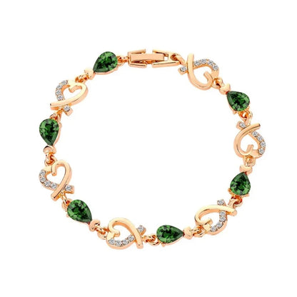 New 5 Colors Beautiful Colorful Austrian Crystal Heart Chain Bracelet For Women Fashion Jewelry Gifts 2025