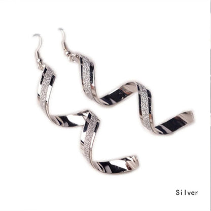 1pair Women Twist Spiral Dangle Charm Fall Earrings Jewelry Stainless Steel Long Peculiar Earrings 2025 Daily Trending Jewelry