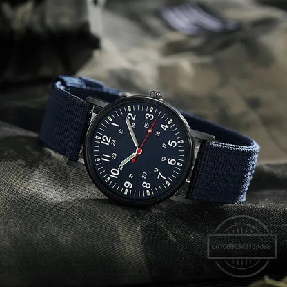 Simple Quartz Wrist Watch Round Dial Soft Wristband Lightweight Slim Nylon Luminous Men Quartz Wrist Watch Men Watch