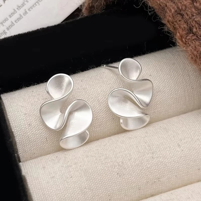 925 Sterling Silver Twisted Flower Stud Earrings 18K Gold Women’s Jewelry