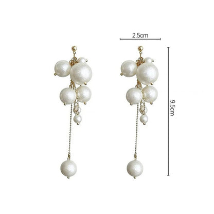 Elegant Pearl Long Tassel Earrings Women Fashion Jewelry