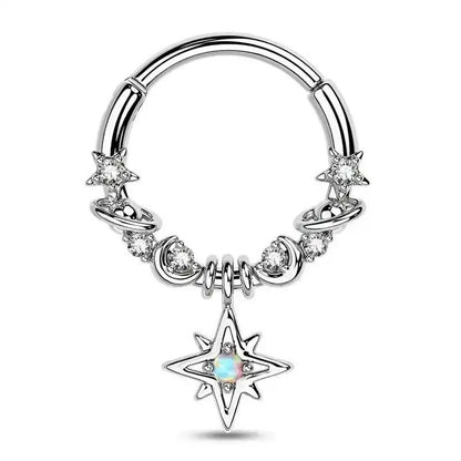 Fashion Crystal Stainless Steel Septum Hoop Clickers Nose Ring Women Tragus Cartilage Helix Piercing Hoop Earrings Jewelry