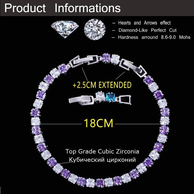 ThreeGraces CZ Crystal Paved Tennis Bracelet for Women