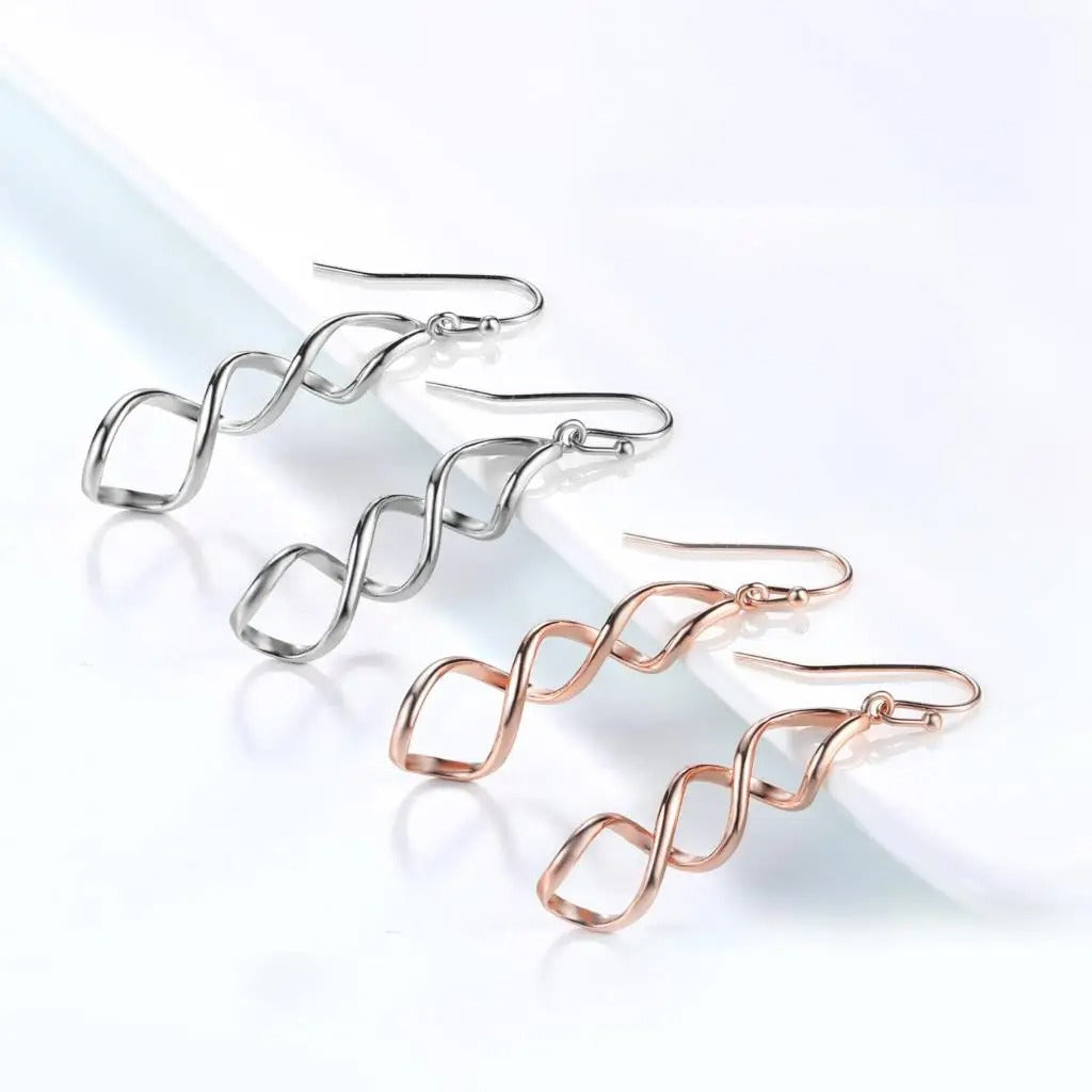 Double Loop Dangle Earrings Women Long Wave Drop Jewelry