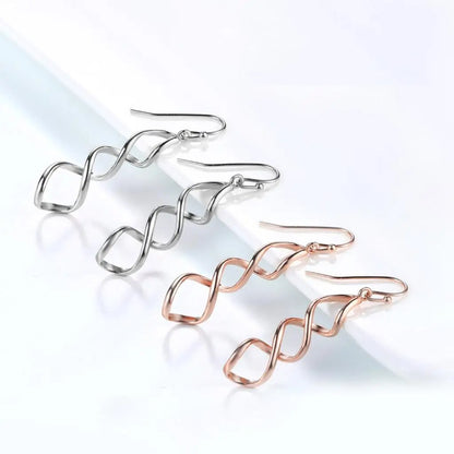 Double Loop Dangle Earrings Women Long Wave Drop Jewelry