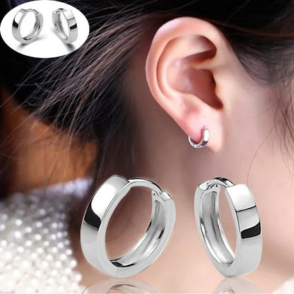Genuine 925 Sterling Silver Woman's New Fashion Jewelry Hoop Earrings