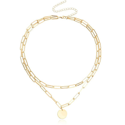 SUMENG 2024 New Fashion Vintage Round Charm Layered Necklace Jewelry Clothing Aesthetic For Women Girls Pendant Gifts