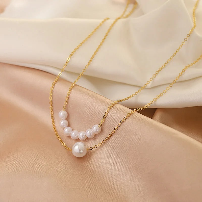 Elegant Irregular Pearl Multi-layer Necklace Heart Pendant Choker Necklace For Girls Jewelry Trend Vacation Wedding Gifts