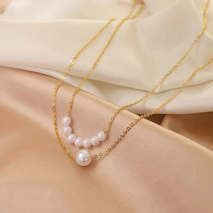 Elegant Irregular Pearl Multi-layer Necklace Heart Pendant Choker Necklace For Girls Jewelry Trend Vacation Wedding Gifts