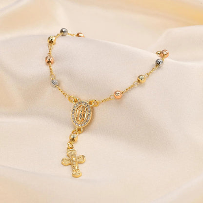 Virgin Mary Rosary Cross Bracelet Adjustable for Women & Girls