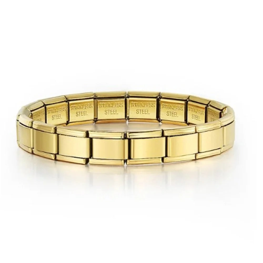 New Women's Jewelry Width Italian Elastic Charm Bracelet Fashion Stainless Steel Fashion Bangle