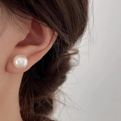 925 Sterling Silver Pearl Stud Earrings Simple Style for Women