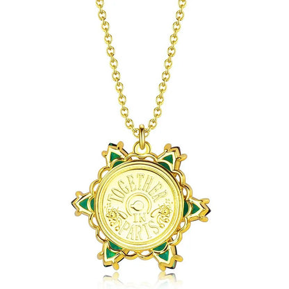 NecklaceTogether In Paris Emerald Stone Flower Necklace Lost Princess Inspired Pendant Necklace for Women