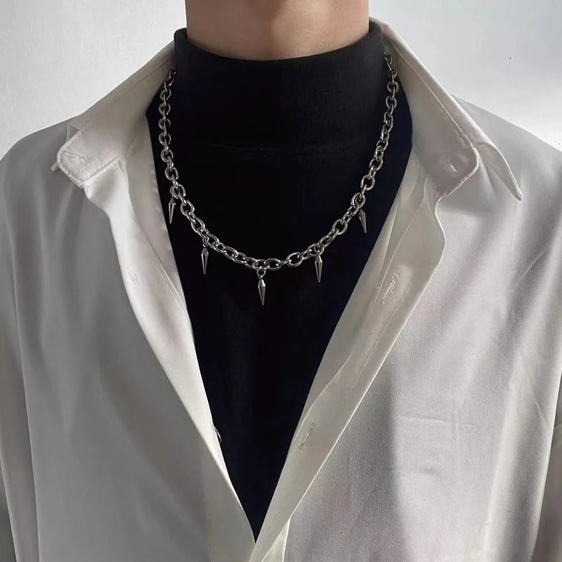 Hip Hop Rivet Pendant Necklace Stainless Steel Unisex Jewelry