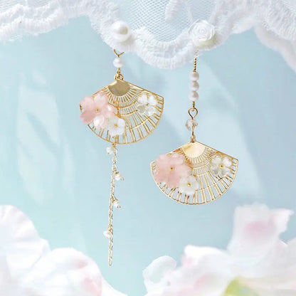 2025 New Korean Style Flower Dangle Earrings for Women Shiny Rhinestone Long Tassel Cute Cat Earring Sweet Jewelry