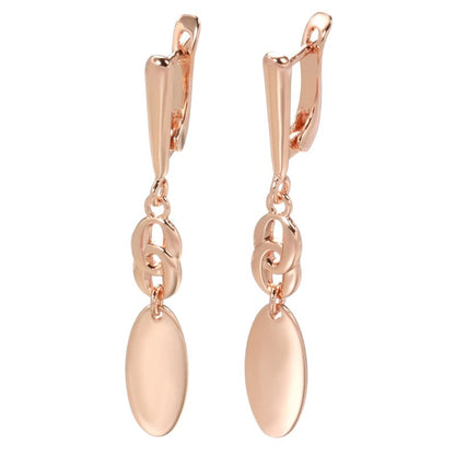 Glossy Rose Gold Geometry Dangle Earrings Women Fashion Jewelry
