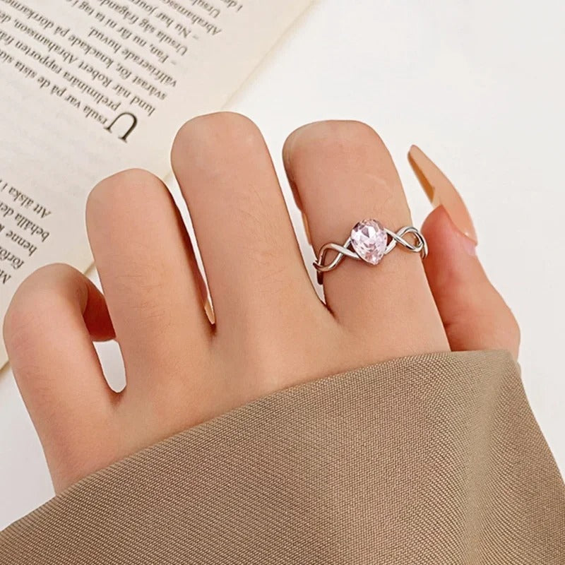 Fashion Zircon Open Ring Women Adjustable Luxury Jewelry