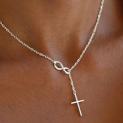 Cross Pendant Necklaces for Women Dainty 14K Silver Plated Easter Waterproof Necklace Simple Christian Faith Jewelry