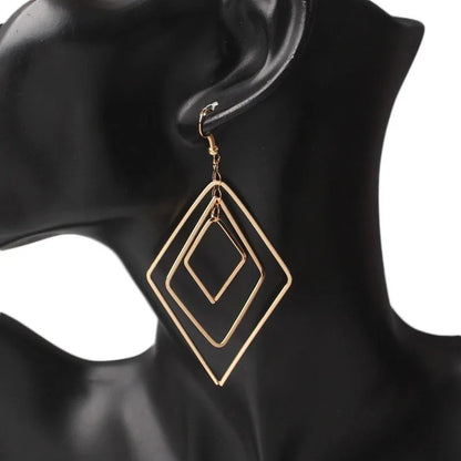 Simple Metal Drop Earrings Geometric Design Trendy Jewelry