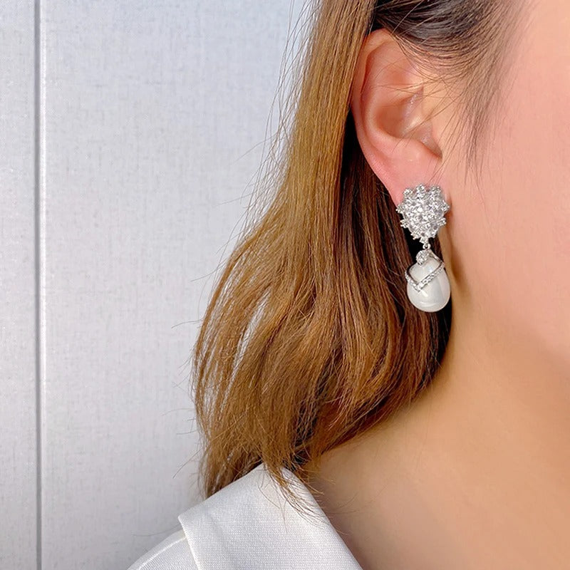 Gorgeous Pearl Drop Earrings Women Bridal Wedding Party Accessories