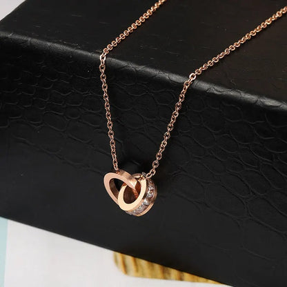 Classic Design Famous Brand Roman numerals Pendant Necklace For Woman Titanium Steel Woman Necklace Luxury Jewelry Female