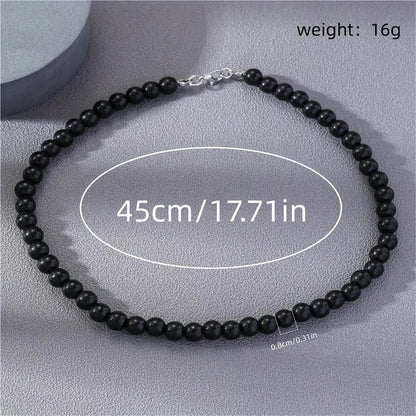 French Vintage Black Pearl Necklace For Women Simple Acrylic Beads Choker Fashion Jewelry Accessories