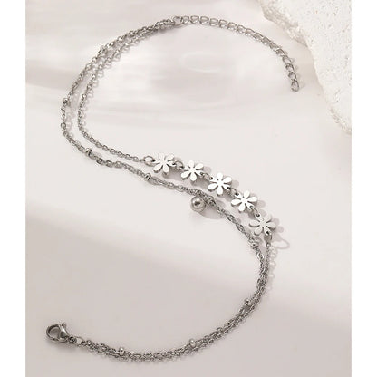 Stainless Steel Flower Ball Anklet Chic Party Jewelry for Women