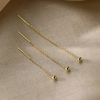 Fashion Dangle Earrings For Women Geometric Ball Long Tassel Chain Drop Silver Color Earring Minimalism Ear Line Kpop Jewelry