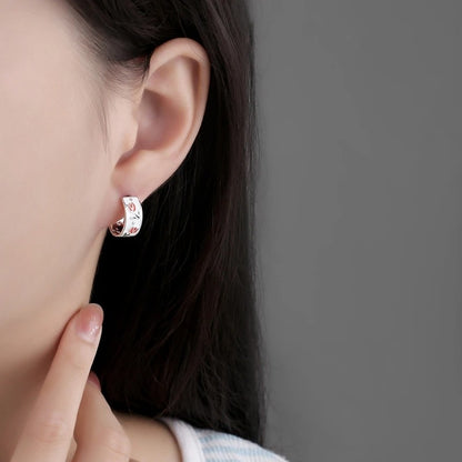 Spring Summer Tulip Floral Tea Cup Hoop Earrings Women Gold Jewelry