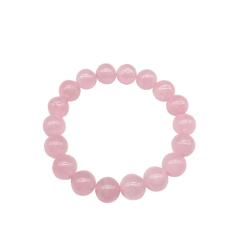 Pink Rose Quartz Stretch Bracelet Natural Stone Jewelry for Women
