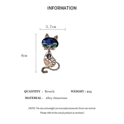 Women’s Gold Cat Brooch Rhinestone Collar & Dress Accessory