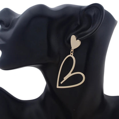 2025 New Trendy Heart Pendants Women's Hanging Earrings Double-layers Love Heart Dangle Earrings Lovely Ear Jewelry