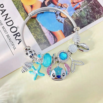 Cartoon Rhinestone Necklace And Bracelet Set Cute Fashion Jewelry for Women And Girls Ideal Gift for Fans Birthday