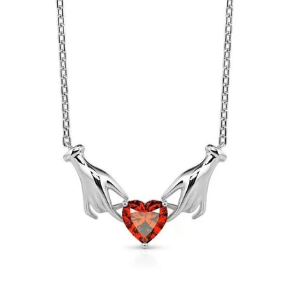 Creative Hands Red Rhinestone Love Heart Charms Pendant Necklace Jewelry Trendy Alloy Zirconia Choker Necklaces Party Gift