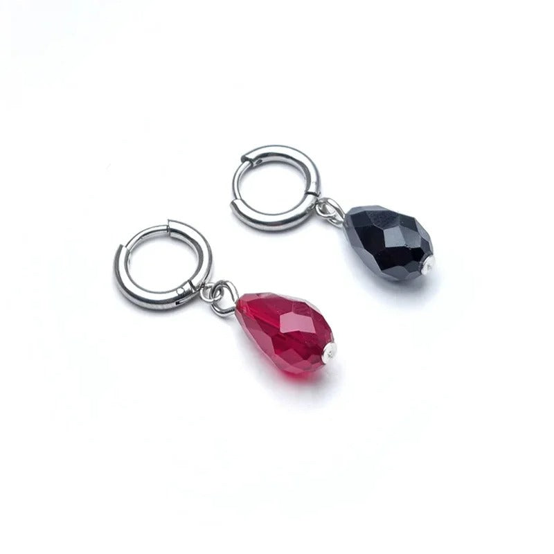 Red & Black Gem Dangle Earrings Women Gothic Crystal Jewelry