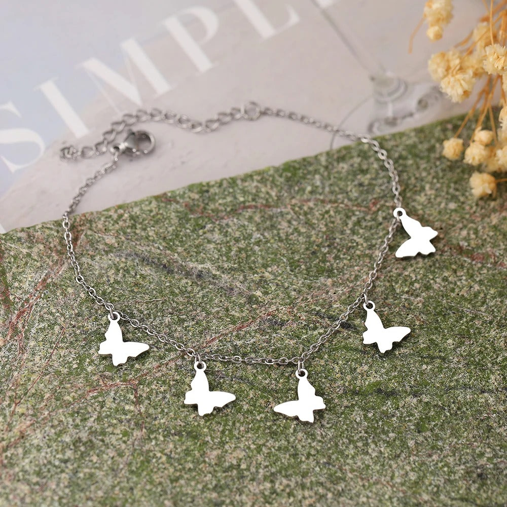Stainless Steel Butterfly Pendant Bracelet Vintage Women’s Jewelry