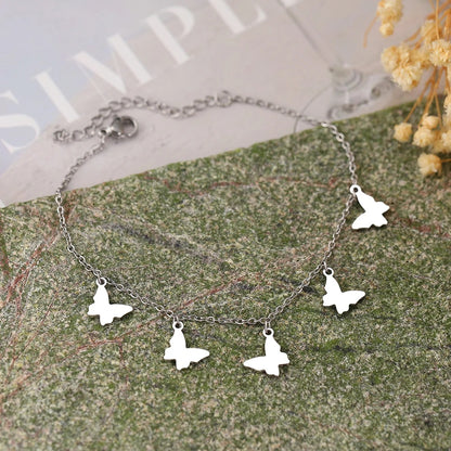 Stainless Steel Butterfly Pendant Bracelet Vintage Women’s Jewelry