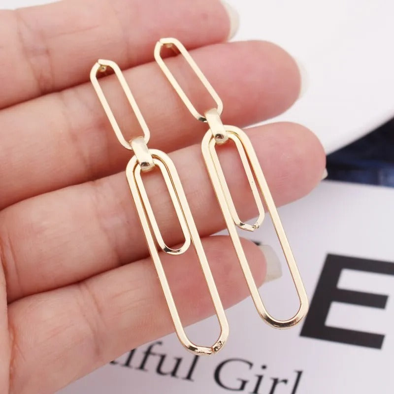 Exaggerated Geometric Long Drop Earrings Fashion Women
