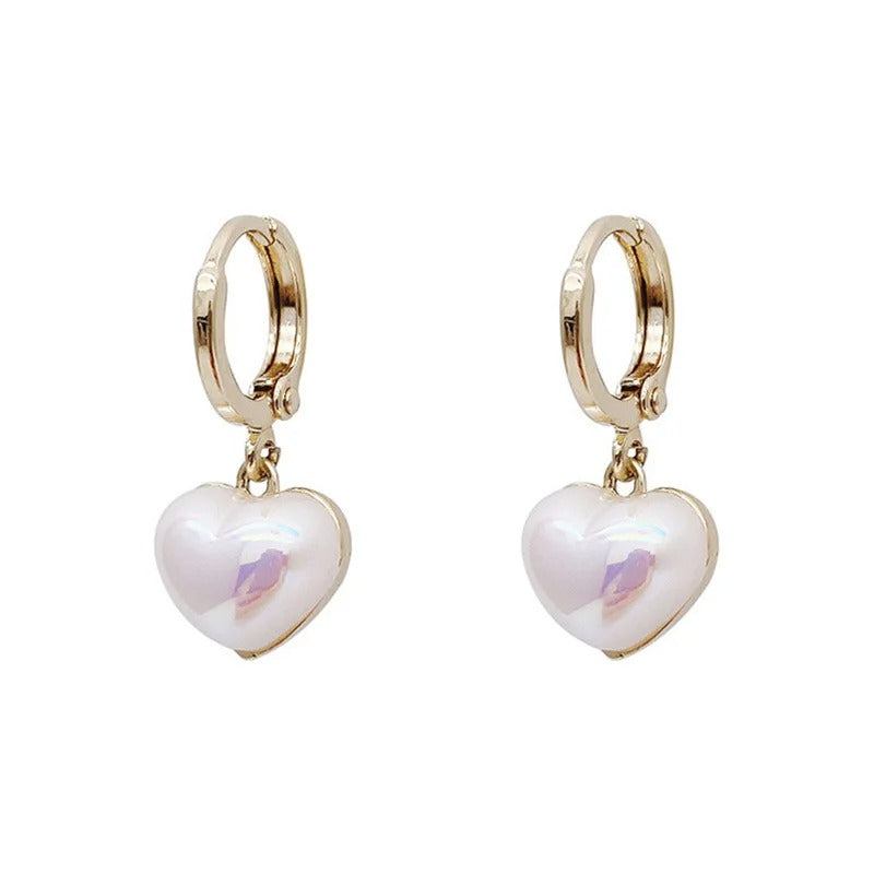 Classic Pearl Heart Drop Earrings Party Jewelry for Women