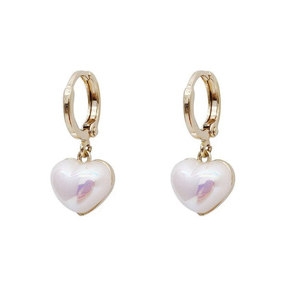 Classic Pearl Heart Drop Earrings Party Jewelry for Women