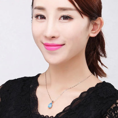 Crystal Angel Tears Pendant Necklace Elegant 925 Silver Jewelry