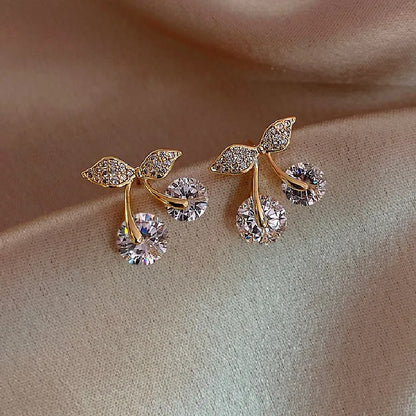 Pink Opal Cherry Drop Earrings with Zircon for Women