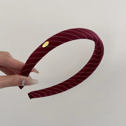 Preppy Striped Headband Gold Accents Hairband Women & Teens