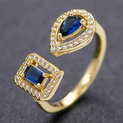 Geometric Shaped Cuff Opening Rings for Women Silver Color/Gold Color Noble Cubic Zirconia Ring Accessory Fashion Jewelry