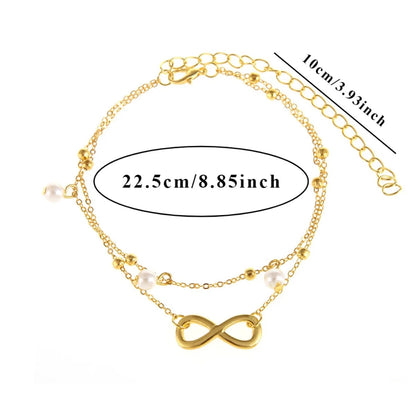 Women’s Double Chain Pearl Anklet Beach Fashion Jewelry